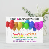 Rainbow Balloons Einladung zum Geburtstag (Stehend Vorderseite)