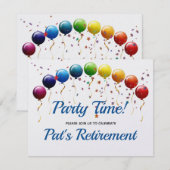Rainbow Balloons Party Celebration Einladung (Vorne/Hinten)