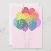 Rainbow Balloons PINK MULTIPLE Geburtstag Einladung (Rückseite)