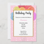 Rainbow Balloons Rosa Blase Geburtstag Einladung (Vorderseite)