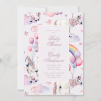 Rainbow Balloons Unicorn Baby Shower Party Girl