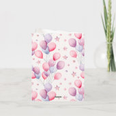 Rainbow Balloons Unicorn Pink Birthday Party Girl Dankeskarte (Rückseite)