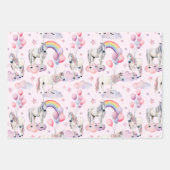 Rainbow Balloons Unicorn Pink Birthday Party Girl Geschenkpapier Set (Vorderseite 3)