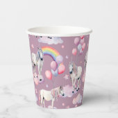 Rainbow Balloons Unicorn Pink Birthday Party Girl Pappbecher (Rückseite)