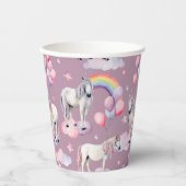 Rainbow Balloons Unicorn Pink Birthday Party Girl Pappbecher (Vorderseite)
