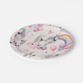 Rainbow Balloons Unicorn Pink Birthday Party Girl Pappteller (Schrägansicht)