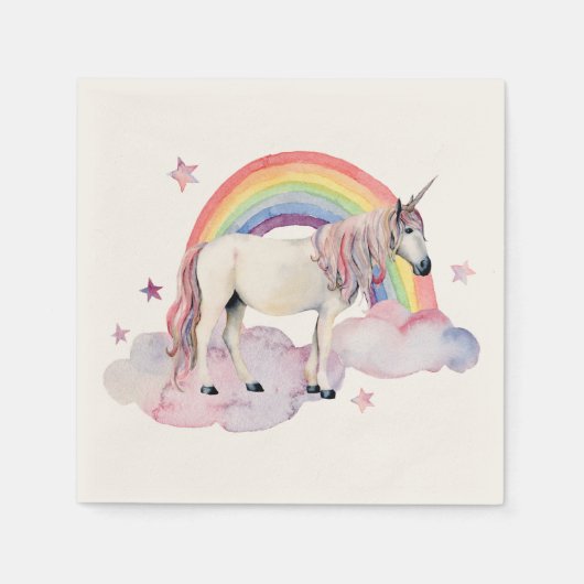 Rainbow Balloons Unicorn Pink Birthday Party Girl Serviette (Vorderseite)