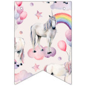 Rainbow Balloons Unicorn Pink Birthday Party Girl Wimpelkette (Zweite Fahne)