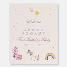 Rainbow Balloons Unicorn Rosa Geburtstagswillkomme