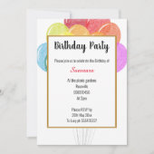 Rainbow Balloons White Geburtstag Einladung (Vorderseite)