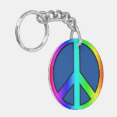 Rainbow Ban the Bomb CND Graphic Schlüsselanhänger (Vorderseite links)