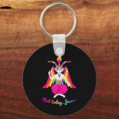 Rainbow Baphomet Not Today Jesus Kawaii Hail Satan Schlüsselanhänger (Vorderseite)