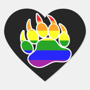 Rainbow Bar Paw Herzform - Sticker