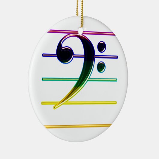 Rainbow Bass Clef Musiknote Keramikornament (Rechts)