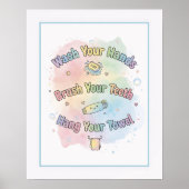 Rainbow Bathroom Rules Kids Bathroom Wall Art Poster (Vorne)