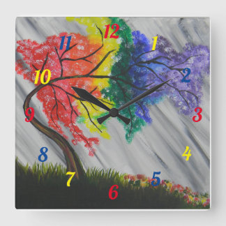 Rainbow-Baum Quadratische Wanduhr