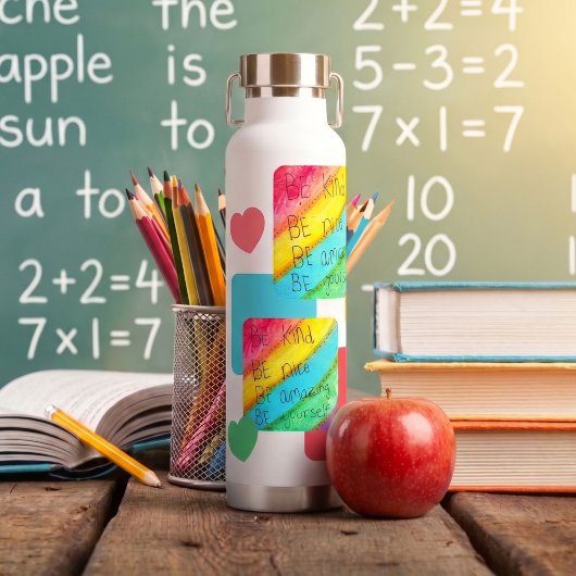 Rainbow BE Kind BE Yourself Inspirational Saying  Trinkflasche