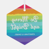 Rainbow Be Merry & Bright Custom Christmas Ornament Aus Glas (Rückseite)
