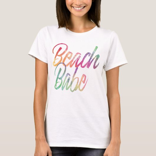 RAINBOW BEACH BABE SOMMERSKRIPT T-Shirt (Vorderseite)