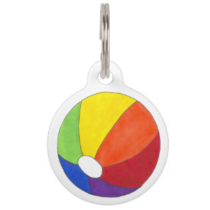 Rainbow Beach Ball LGBT Sommer Prio Dog Pet Tag Haustiermarke