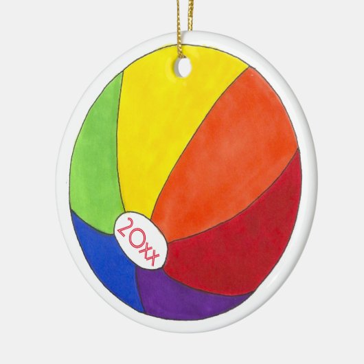 Rainbow Beach Ball Sommerspass Küste Keramik Ornament (Links)