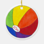 Rainbow Beach Ball Sommerspass Küste Keramik Ornament (Hinten)