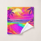 Rainbow Beach: Cartoon Fun Badhandtuch Set (Waschlappen)