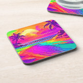 Rainbow Beach: Cartoon Fun Getränkeuntersetzer (Linke Seite)