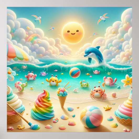 Rainbow Beach Kinderzimmer Poster (Vorne)