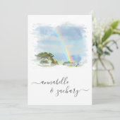 *~* Rainbow Beach Ocean + UAWG - QR AR11 Hochzeit Einladung (Stehend Vorderseite)