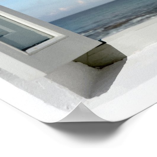 Rainbow & Beach Sea View Window Poster (Ecke)