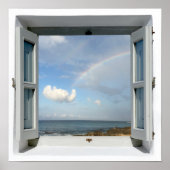 Rainbow & Beach Sea View Window Poster (Vorne)