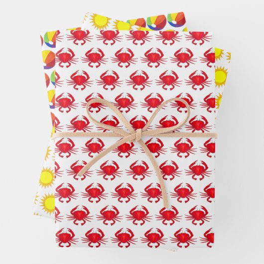 Rainbow Beachball Crab Sun Beach Seashore Holiday Geschenkpapier Set (Beispiel)