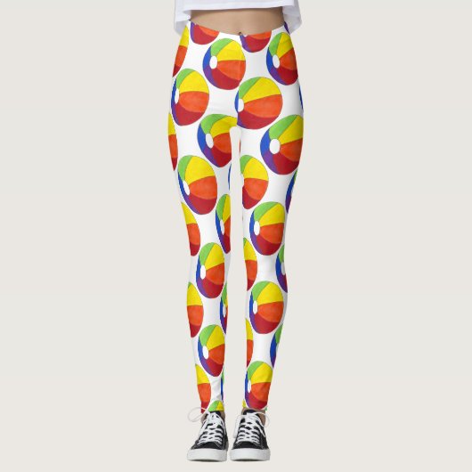 Rainbow Beachball Summer Beach Party Ball Leggings (Vorderseite)