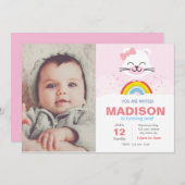 Rainbow Bear Birthday Einladung (Vorne/Hinten)