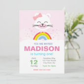 Rainbow Bear Birthday Einladung (Stehend Vorderseite)