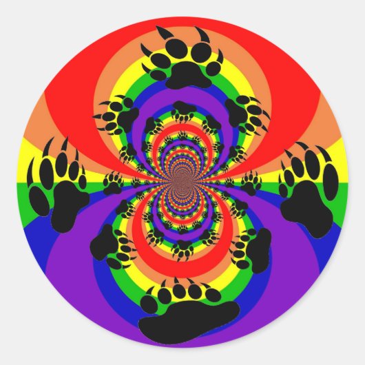 Rainbow Bear Paw Polar Inversion Runder Aufkleber (Vorderseite)