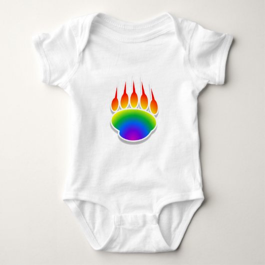 Rainbow Bear Paw Print Baby Strampler (Vorderseite)