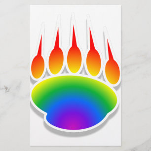 Rainbow Bear Paw Print Briefpapier