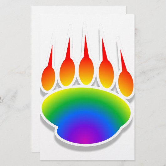 Rainbow Bear Paw Print Briefpapier (Vorne/Hinten)