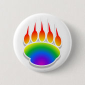 Rainbow Bear Paw Print Button (Vorderseite)
