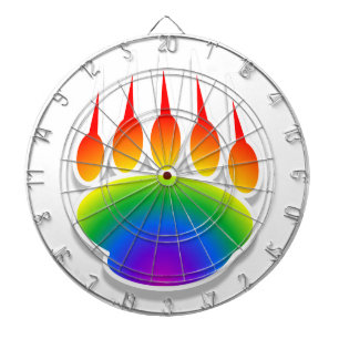 Rainbow Bear Paw Print Dartscheibe