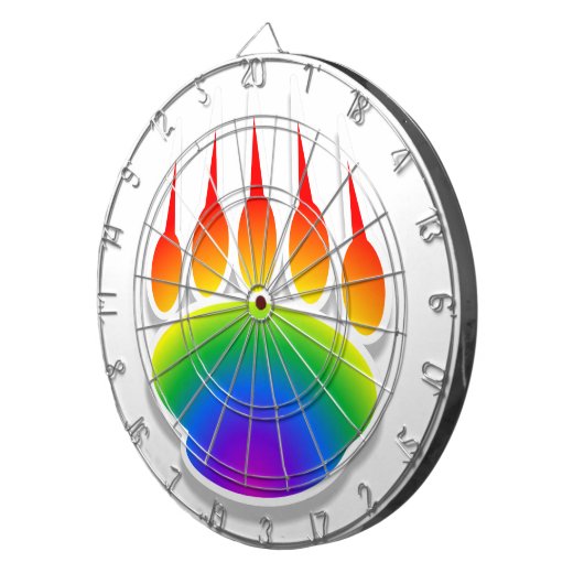 Rainbow Bear Paw Print Dartscheibe (Vorderseite rechts)