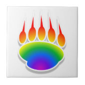Rainbow Bear Paw Print Fliese (Vorderseite)