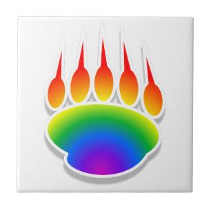 Rainbow Bear Paw Print Fliese