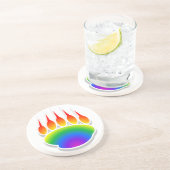 Rainbow Bear Paw Print Getränkeuntersetzer (Seite)