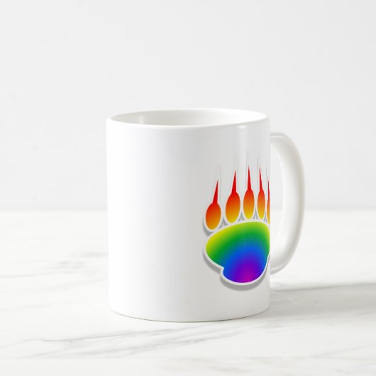 Rainbow Bear Paw Print Kaffeetasse (VorderseiteRechts)