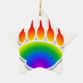 Rainbow Bear Paw Print Keramik Ornament (Vorne)