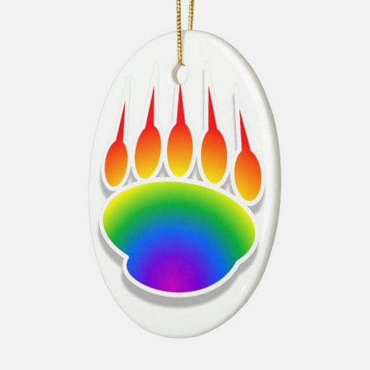 Rainbow Bear Paw Print Keramik Ornament (Links)