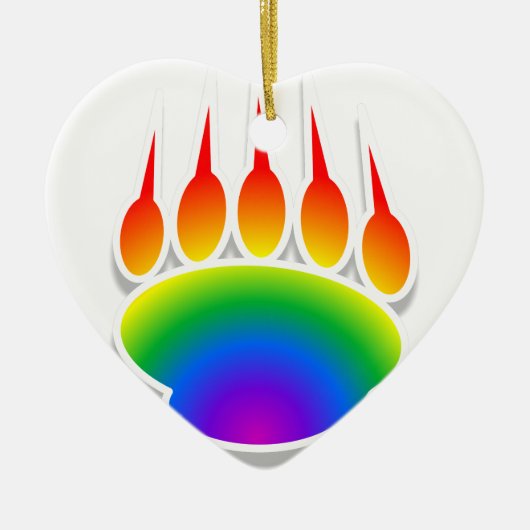 Rainbow Bear Paw Print Keramikornament (Vorne)